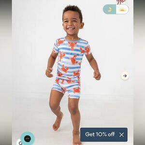 Little Sleepies Unisex Crustacean Crew Two-Piece Pajama Set Size 7/8